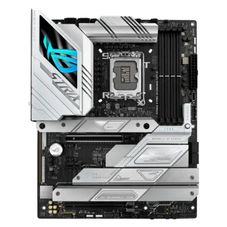 ASUS ROG STRIX Z790-A GAMING WIFI II ATX Motherboard - Top View, White/Silver Theme