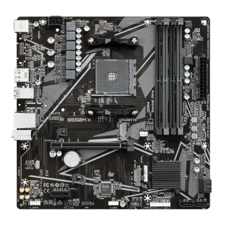 GIGABYTE B550M K mATX Motherboard - Top View