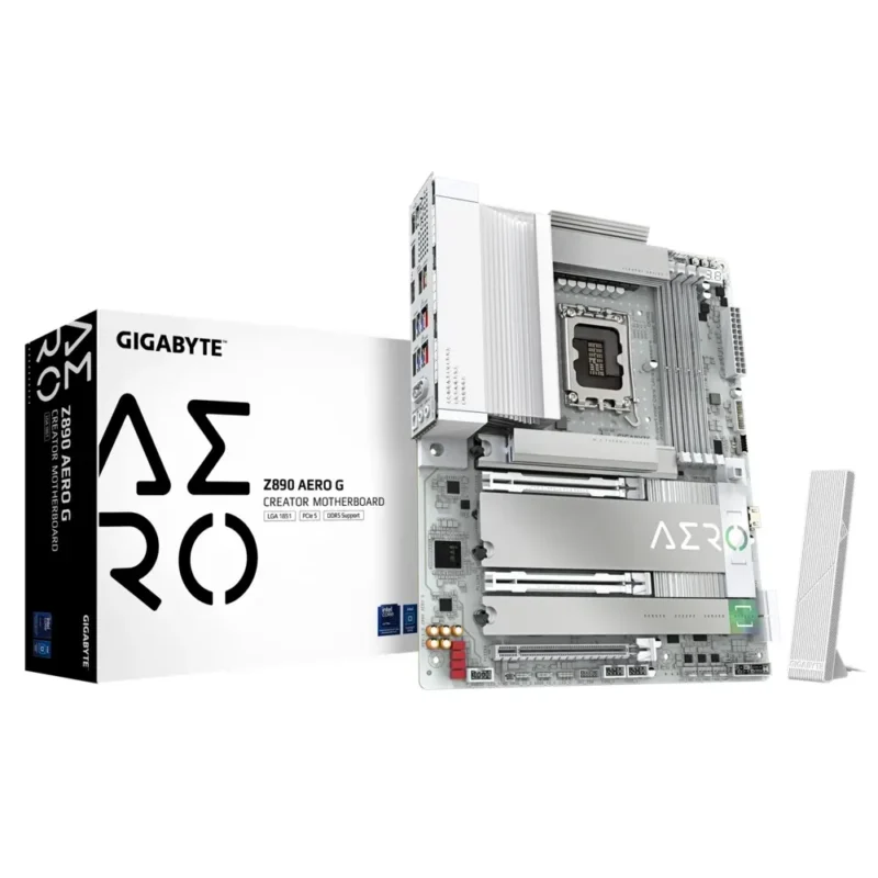 GIGABYTE Z890 AERO G Motherboard displayed with its Official Packaging and Branding