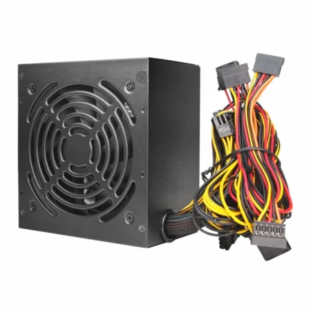 Rear panel of the Antec Atom V650 v2 showing the fixed cables.