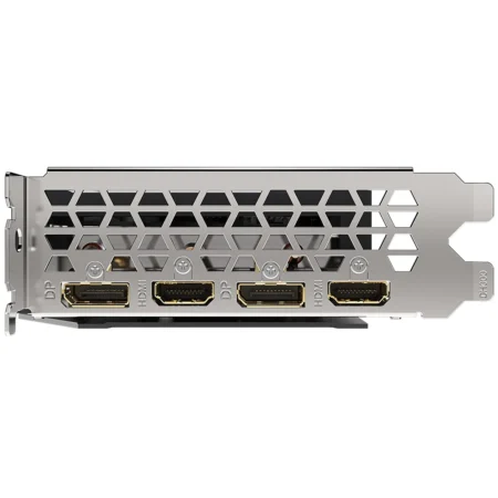GIGABYTE GeForce RTX 3070 EAGLE 8GB shown from the rear, with a clear view of the two HDMI and two DisplayPort outputs.
