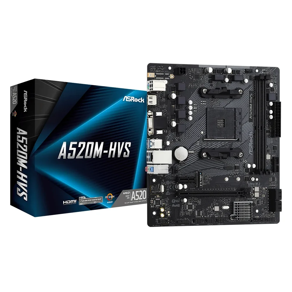 ASRock A520M-HVS DDR4 AMD AM4 Micro-ATX Motherboard