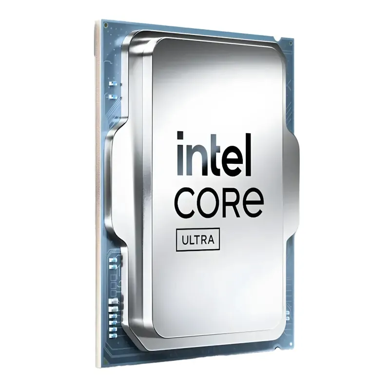 Angled shot of the high-performance Intel Core Ultra 7 265 Desktop Processor.