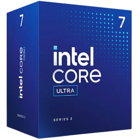 Intel Core Ultra 7 265F Desktop Processor box with performance branding.