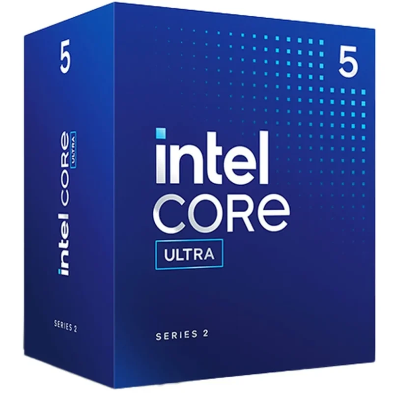 A top-down view of the Intel Core Ultra 5 225F packaging and included documentation.