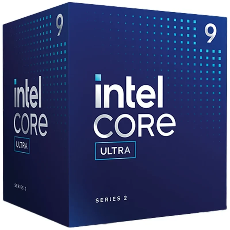Side view of the Intel Core Ultra 9 285 Desktop Processor box.