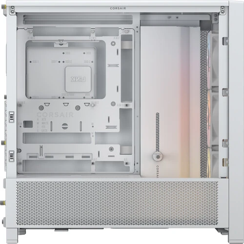 Side profile view of the Corsair FRAME 4000D RS ARGB with the main tempered glass side panel removed to reveal the spacious interior.