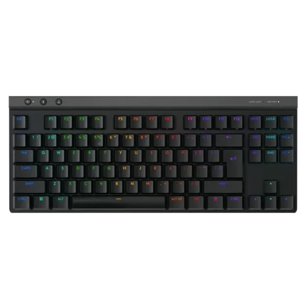 A straight top-down hero shot of the Logitech G515 LIGHTSPEED TKL mechanical keyboard, showing the full TKL layout.