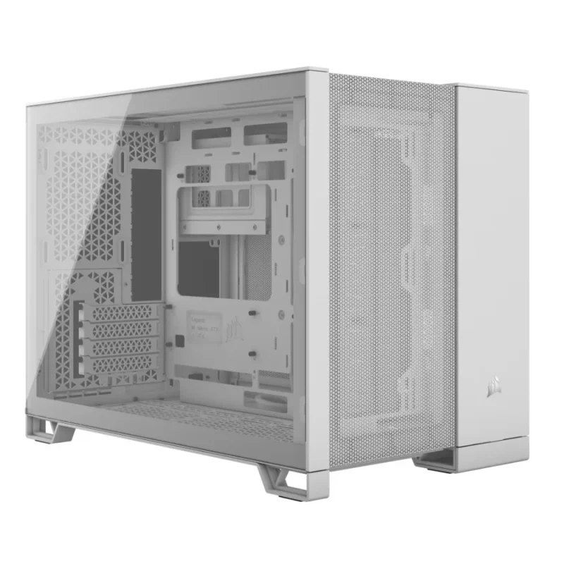 A hero shot of the white CORSAIR 2500D AIRFLOW Micro-ATX PC Case on a clean background.