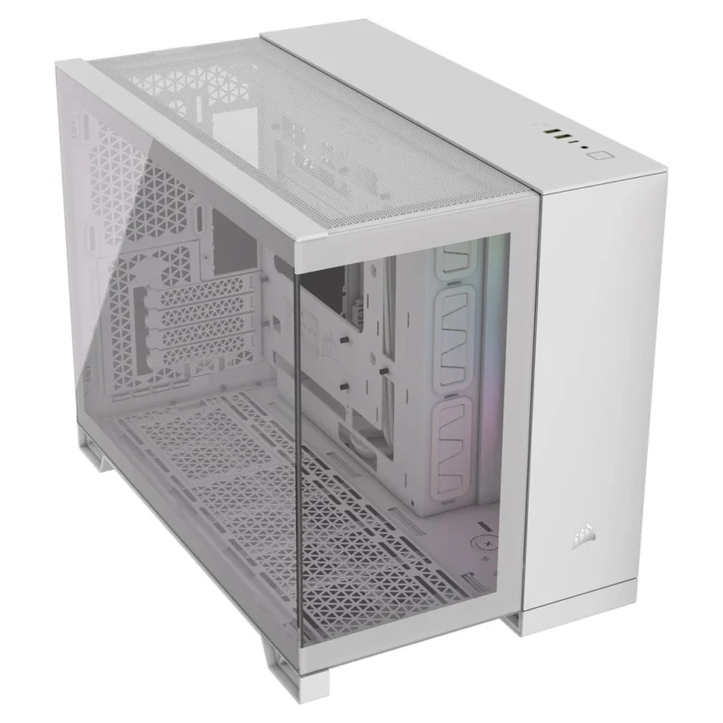 Another front angle view of the CORSAIR iCUE LINK 2500X RGB in White, at a sharper angle.