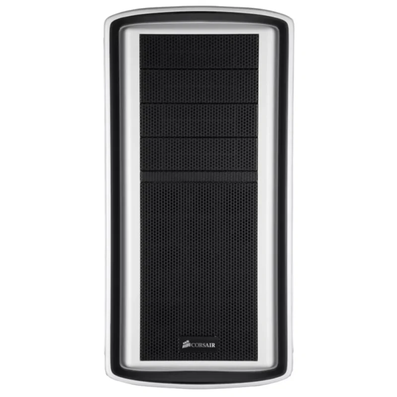 Direct front view of the CORSAIR Graphite 600T PC case.