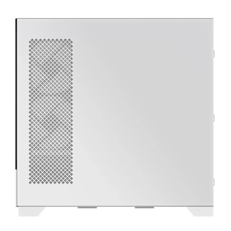 The cable management side of the GIGABYTE C201 PANORAMIC ICE PC case, direct view.
