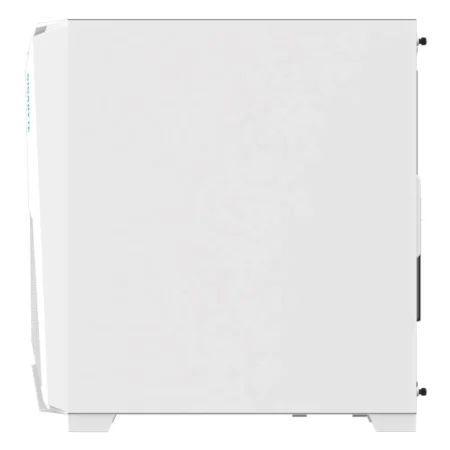 The cable management side of the GIGABYTE C301 GLASS WHITE PC case, direct view.
