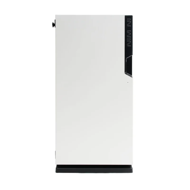 Direct front view of the InWin 101C RGB PC case with its radiant RGB front panel.