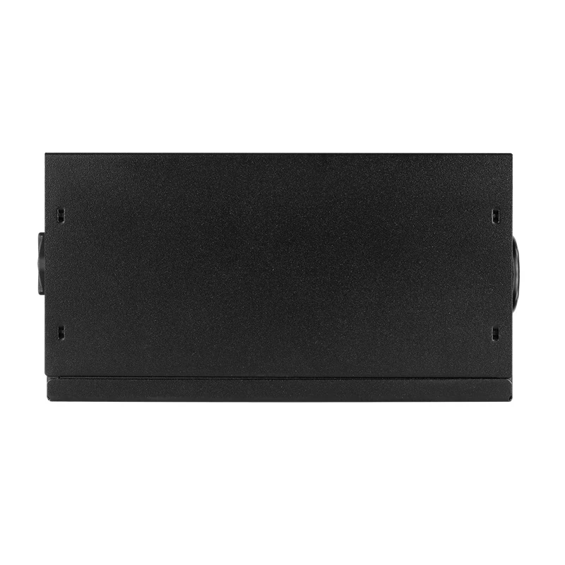 The opposite side of the black Aerocool LUX 1000W non-modular PSU.