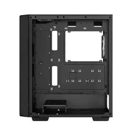 Direct side view of the DeepCool CC560 V2 with the cable management panel removed, revealing the cable routing space.