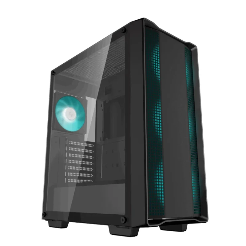 Another front angle view of the DeepCool CC560 V2 in Black, at a sharper angle.