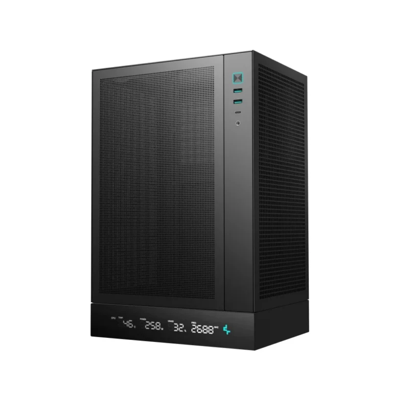 A hero shot of the black DeepCool CH170 DIGITAL SFF (Mini-ITX) PC Case on a clean background.