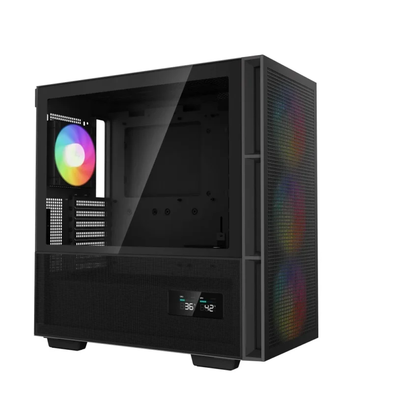 A hero shot of the black DeepCool CH560 DIGITAL Mid Tower PC Case on a clean background.