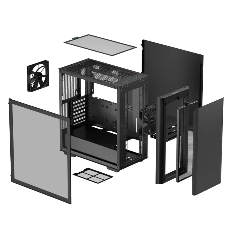Exploded view of the DeepCool CK500 with all panels detached and in mid-air.