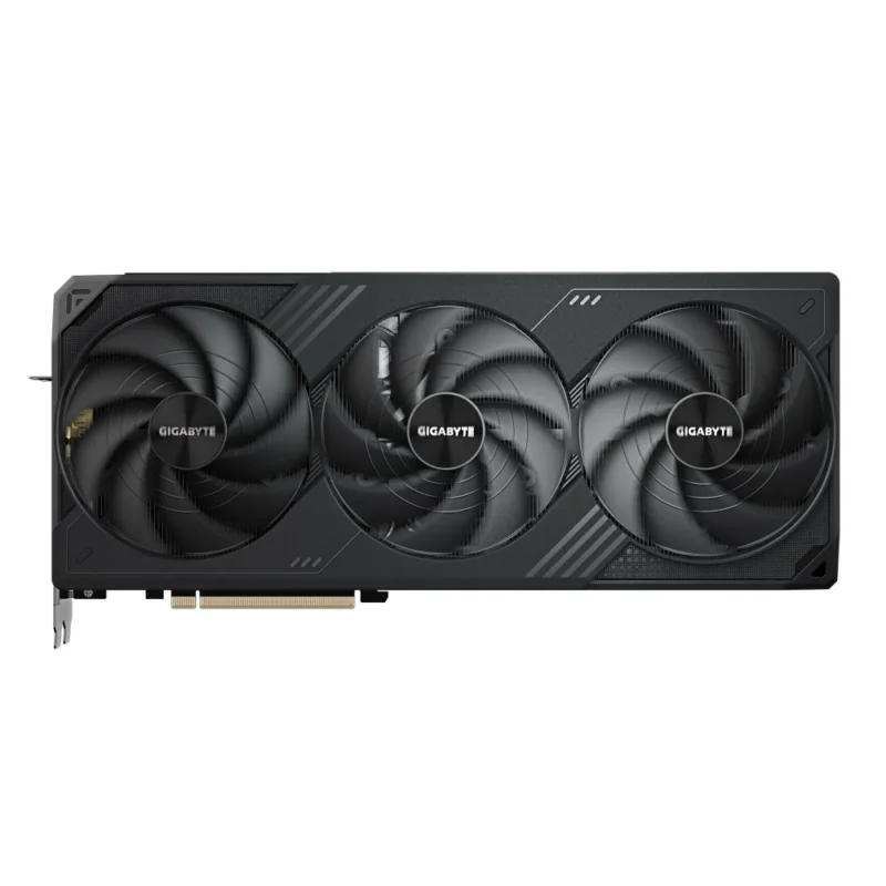 GIGABYTE GeForce RTX 5090 WINDFORCE OC 32GB in a direct front view, showcasing the triple Hawk Fan cooler.