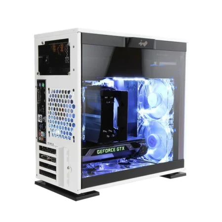A complete gaming PC build installed inside the InWin 301.