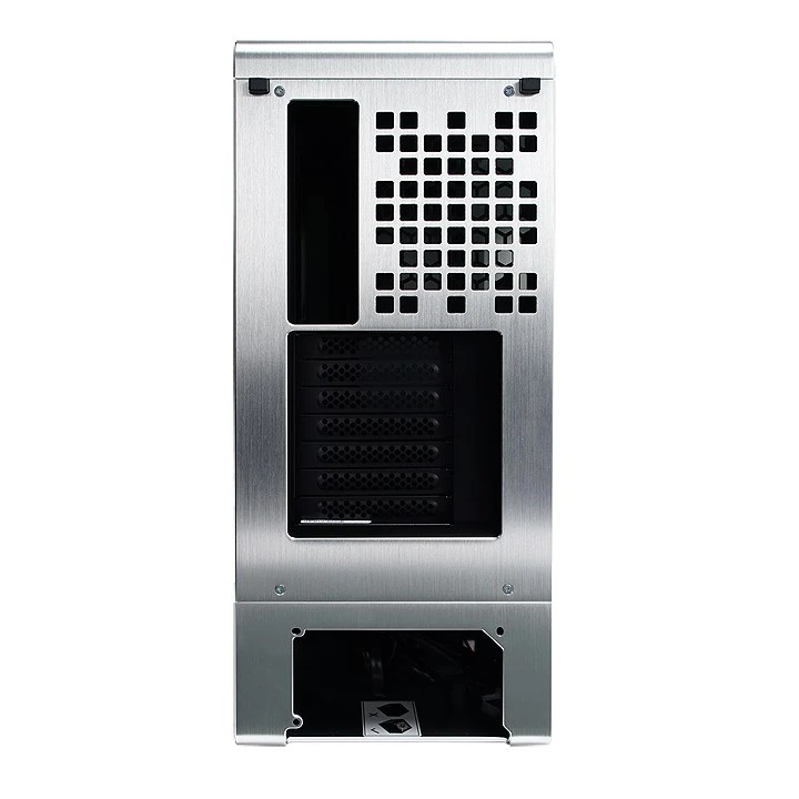 Direct rear view of the InWin 905 OLED PC case showing its expansion slots.