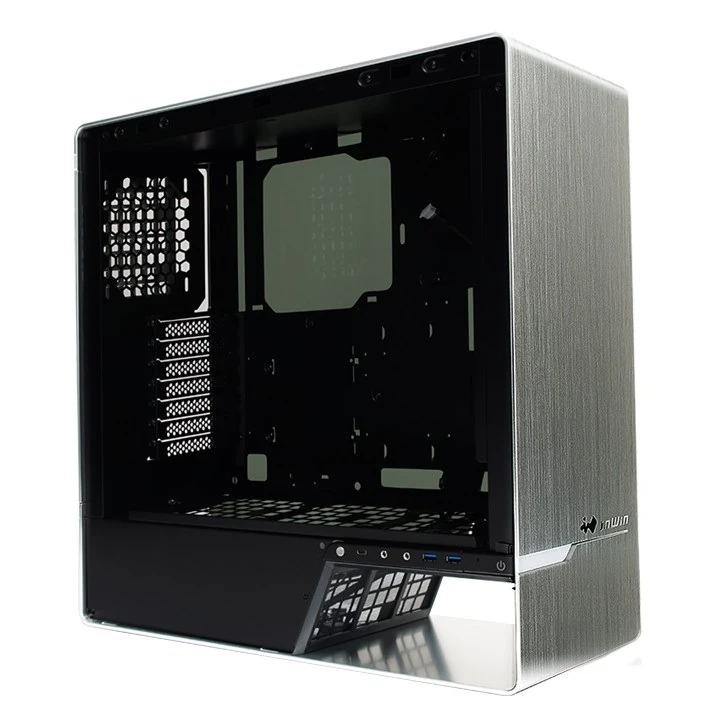 A hero shot of the silver InWin 905 OLED Mid Tower PC Case on a clean background.