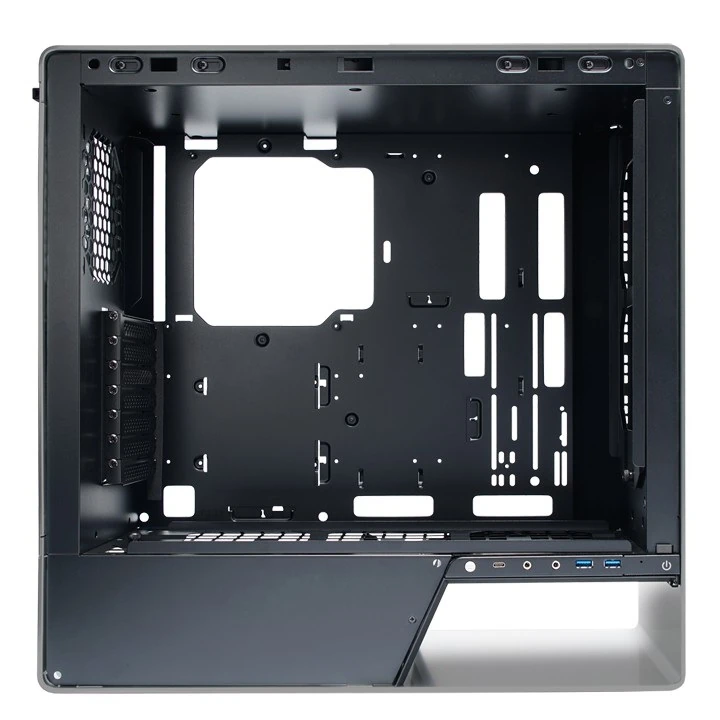 Direct side view of the InWin 905 OLED PC case with the quick-release tempered glass panel removed.