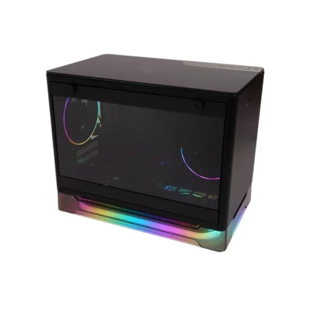 Another front angle view of the InWin A1 Prime in Black, at a sharper angle.