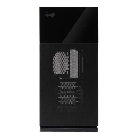 Direct front view of the InWin 127 PC case with its high-airflow mesh panel.