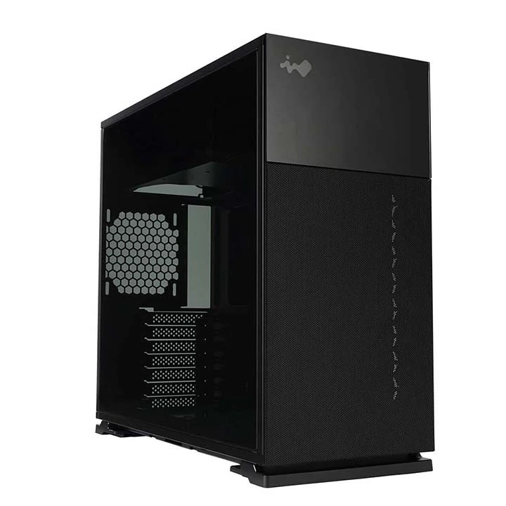 Another front angle view of the InWin 127 in Black, at a sharper angle.