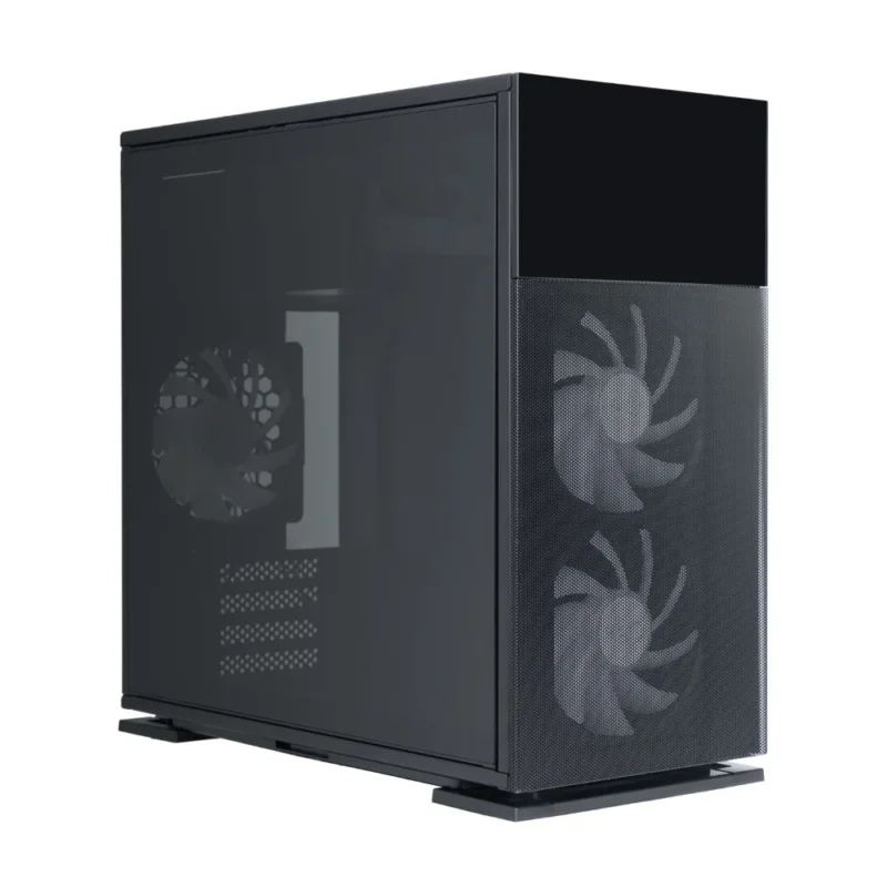 A hero shot of the black InWin 327 ARGB Mini Tower PC Case on a clean background.