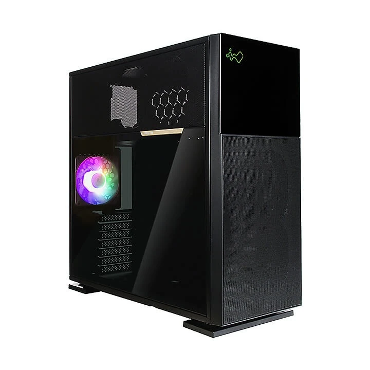 inwin-iw-cs-515blk-1al120-black-front-angle A hero shot of the black InWin 515 Mid Tower PC Case on a clean background.