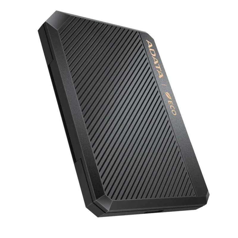 The ADATA EC600 Enclosure standing upright on a surface, angled towards the left.