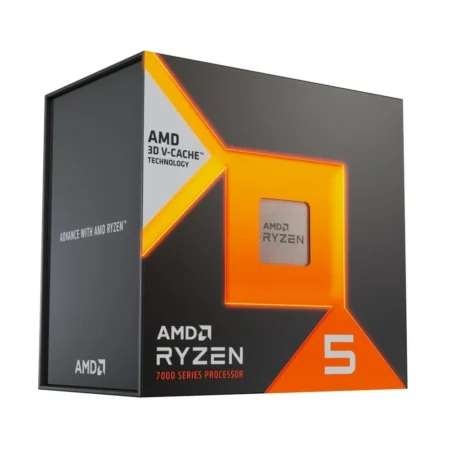 Angled to the right view of the AMD Ryzen 5 7500X3D box.