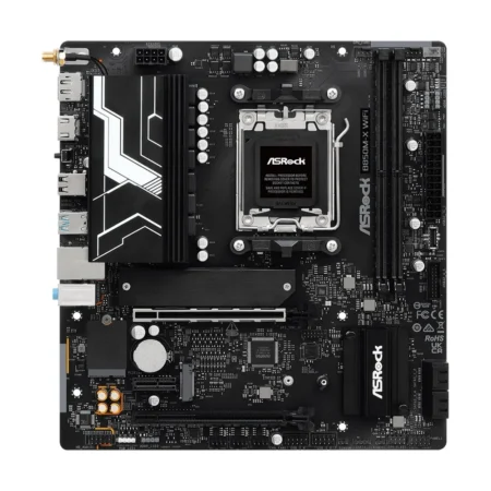 Full layout view of the ASRock B850M-X WiFi board, showing all expansion slots and M.2 connectors.