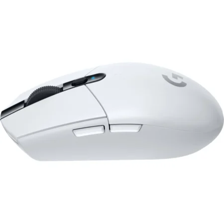 A straight-on view of the left side of the Logitech G305 LIGHTSPEED, detailing the placement of the side buttons.
