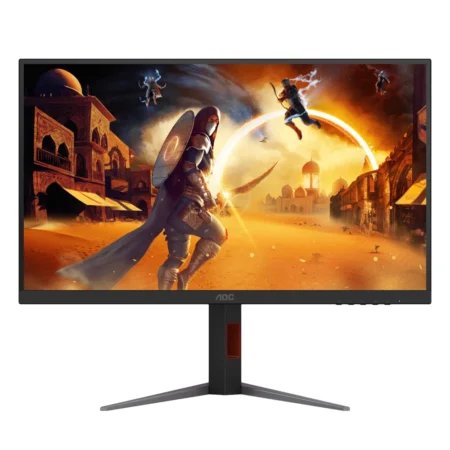 Front view of the AOC Q27G4XM gaming monitor, showcasing its vibrant QHD Mini-LED screen.