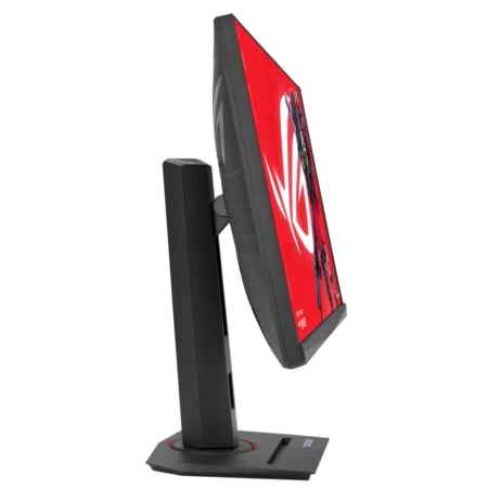 Direct left side profile of the ASUS ROG Strix XG27UCG, detailing the panel thickness.