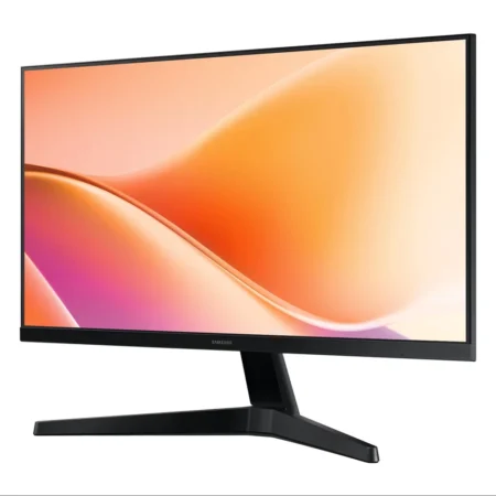 Right-angle perspective of the Samsung Essential Monitor S3 LS24F330EAUXEN 100Hz monitor, displaying its sleek black profile.