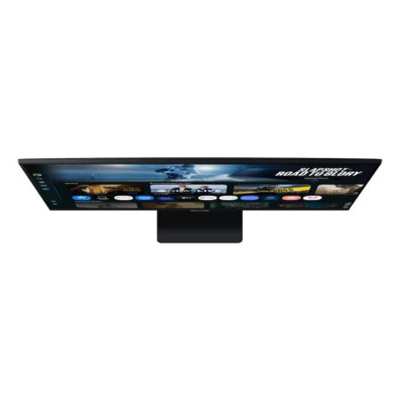 Direct top-down view of the Samsung Smart Monitor M7 M70F LS32FM700U, illustrating its sleek design and desktop footprint.
