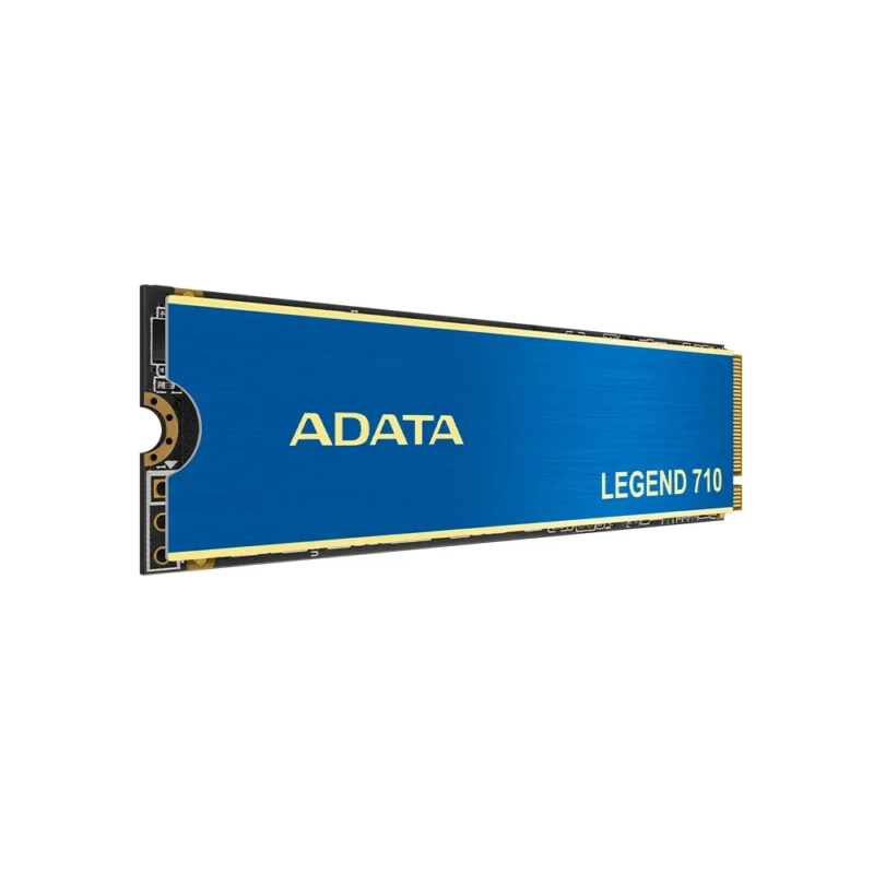 The ADATA LEGEND 710 1TB internal SSD standing upright on its side, angled to the left.