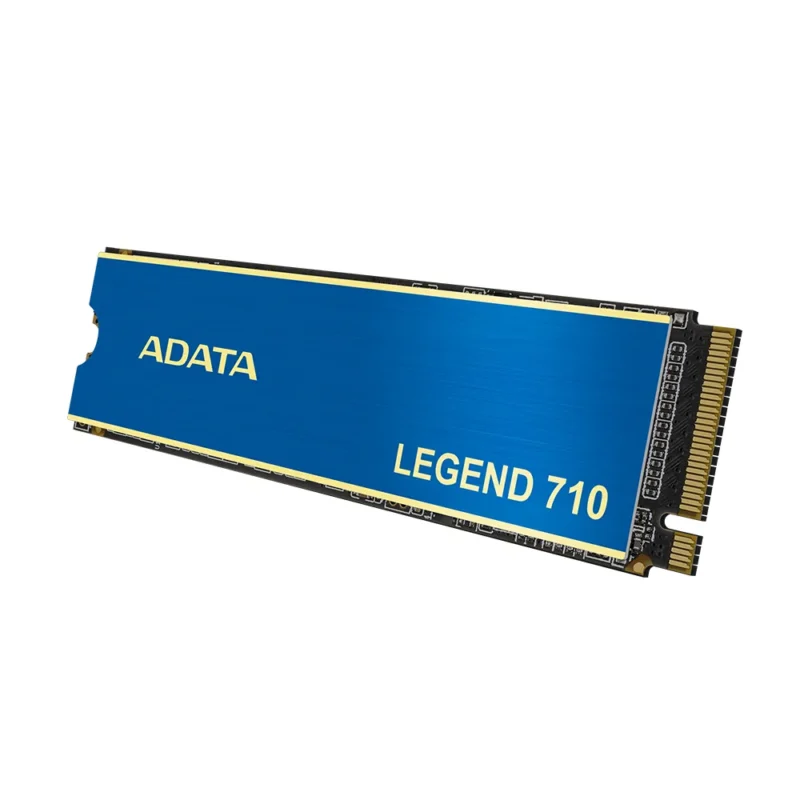 The ADATA LEGEND 710 1TB internal SSD standing upright on its side, angled to the right to showcase its profile.