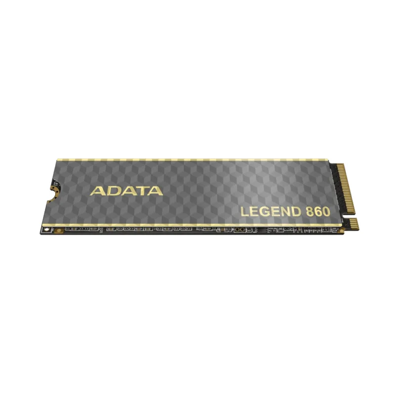 A three-quarter angle view of the ADATA LEGEND 860 1TB internal SSD, showing the top label and branding.