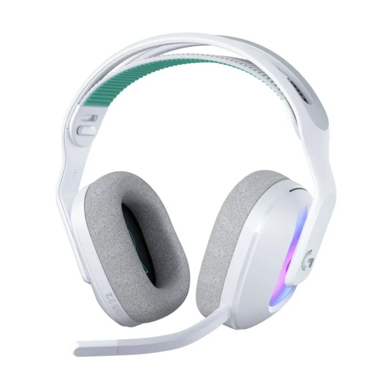 A three-quarter hero shot of the Logitech G522 LIGHTSPEED Gaming Headset from the left, showcasing the earcup design and detachable microphone.