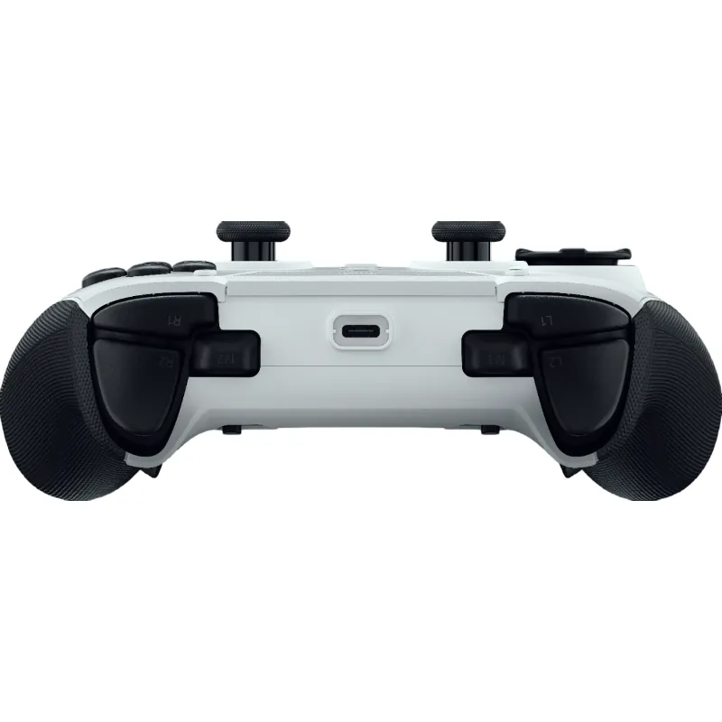 A rear view of the Razer Raiju V3 Pro gaming controller, showcasing the triggers.