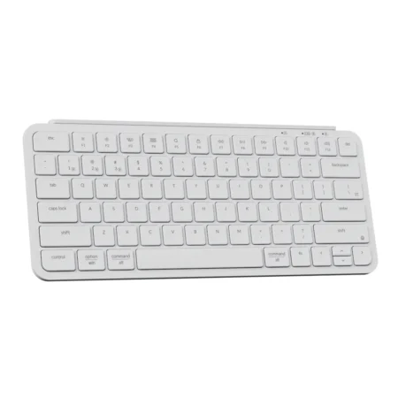 Hero shot of the Keychron B1 Pro Ivory White taken from the left, showcasing its incredibly thin 5.2mm front profile.