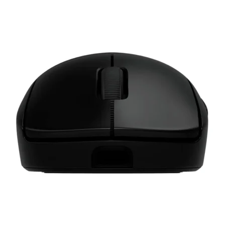 A direct front-on view of the Logitech PRO 2 LIGHTSPEED, focusing on the textured scroll wheel and modern USB-C charging port.