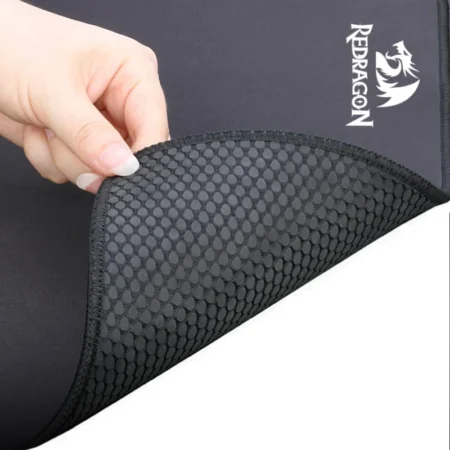 A view revealing the specialised natural processed rubber non-slip backing of the Redragon FLICK XL Desk Mat